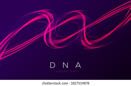 Abstract design element of lines forming DNA swirl, pink lights in motion, digital background, wallpaper