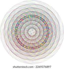 Abstract design element with multicolored spiral lines of rings. geometric shape