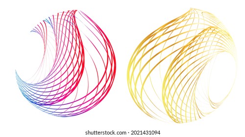 Abstract design element on white background of twist lines. Vector Illustration eps 10 Golden ratio traditional proportions vector icon beauty salon, for elegant business card,  background event party