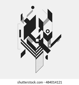 Elemento de diseño abstracto sobre fondo blanco. Graffiti de arte geométrico moderno.
