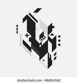 Abstract design element on white background. Geometric modern art graffiti style.