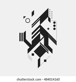 Abstract design element on white background. Geometric modern art graffiti style.