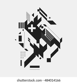 Abstract design element on white background. Geometric modern art graffiti style.