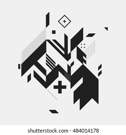 Abstract design element on white background. Geometric modern art graffiti style.