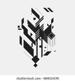 Abstract design element on white background. Geometric modern art graffiti style.