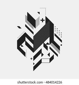 Abstract design element on white background. Geometric modern art graffiti style.