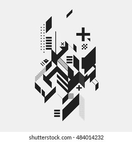 Abstract design element on white background. Geometric modern art graffiti style.