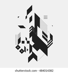 Abstract design element on white background. Geometric modern art graffiti style.