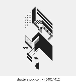 Abstract design element on white background. Geometric modern art graffiti style.
