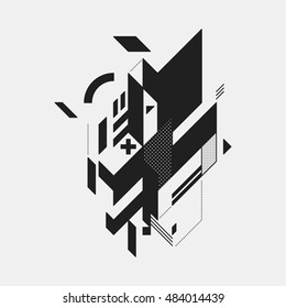 Abstract design element on white background. Geometric modern art graffiti style.