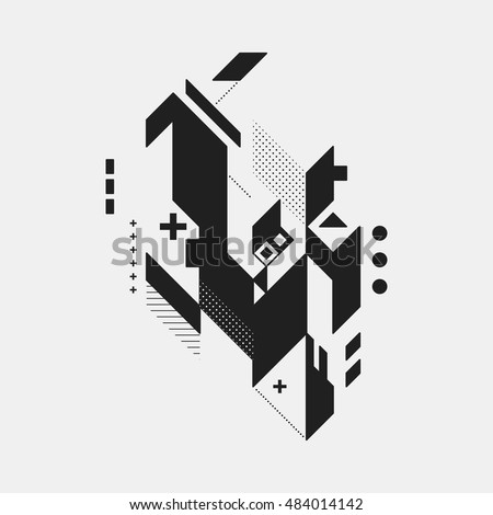Abstract design element on white background. Geometric modern art graffiti style.