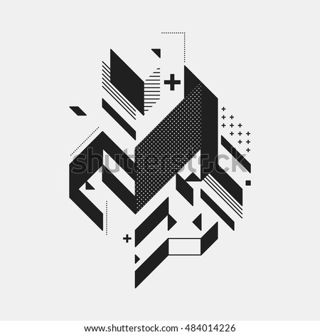 Abstract design element on white background. Geometric modern art graffiti style.