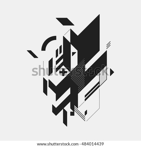 Abstract design element on white background. Geometric modern art graffiti style.