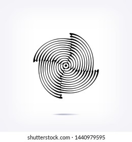 Abstract design element. Optical illusion, speed motion dymanic effect. Radial shape.