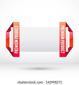 Elemento de diseño abstracto. Cinta de origami rojo con marco de papel. Diseño moderno. Fondo blanco de estudio. Vector