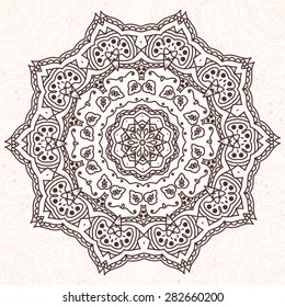 Abstract design element. Round mandala in vector. Graphic template for your design.