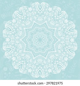 Abstract design element. Round mandala in vector. Graphic template for your design. decorative retro ornament. Hand drawn background with flowers. 