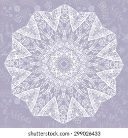 Abstract design element. Round mandala in vector. Graphic template for your design. decorative retro ornament. Hand drawn background with flowers.