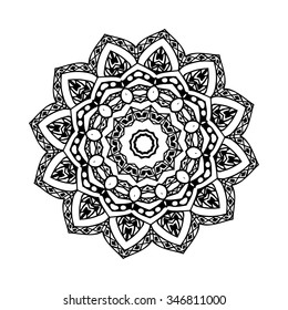 Abstract design element. Round mandala in vector. Graphic template for your design. Decorative retro ornament. 