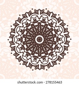 Abstract design element. Round Ornament Pattern. Vector vintage square mandala. Decor for traditional design.
