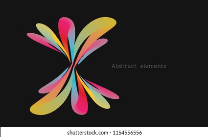 abstract design element in shape of wavy flower on dark background