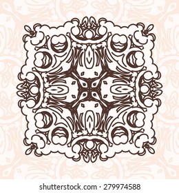 Abstract design element. Square mandala in vector. Graphic template for your design.