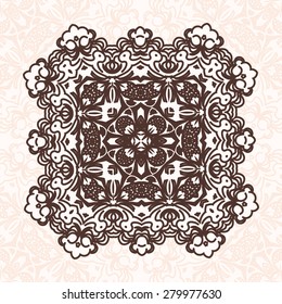 Abstract design element. Square mandala in vector. Graphic template for your design.