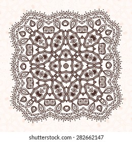 Abstract design element. Square mandala in vector. Graphic template for your design.