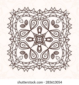 Abstract design element. Square mandala in vector. Graphic template for your design.