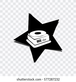 Abstract design element star with gramophone, transparent background