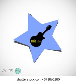 Abstract design element star with guitar