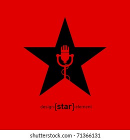 Abstract design element star with microphone. Corporate logo template