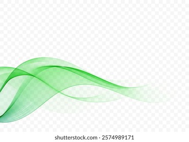 Abstract design element, a stream of translucent green wave.