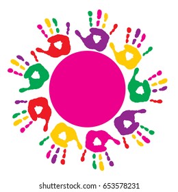 Abstract design element with  sun from the hand prints