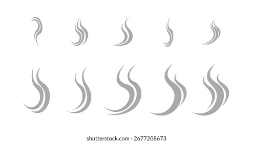 Abstract design elements, Aroma smell icon set. Abstract black silhouette steam set of coffee tea, vector illustration.