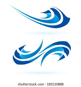 Abstract design elements in blue shades on white background