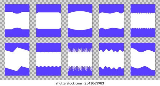 Abstract Design Elements for Header and Bottom Section. Divider Shapes for Websites. Wave Shapes, Curve Frame, Drop Separator Set. Isolated Vector Illustration.