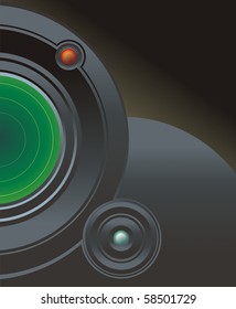 Abstract design with elements reminding of tracking system against a dark background