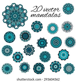 Abstract design elements. Set of round mandalas in vector. Graphic template for your design.