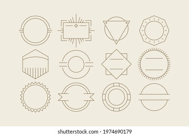 Abstract design elements and shapes for boho logo template. Modern minimal linear icons for social media, cards and decoration.