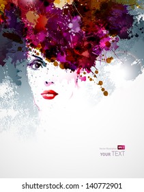 abstract design elements with woman face