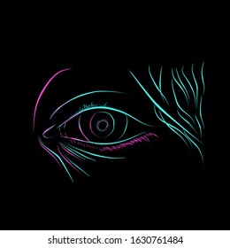 Abstract design of eye. Line art blue pink style 