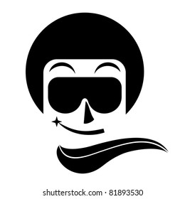 Abstract design of face with a helmet