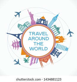 Abstract design with famous landmarks. Vector illustration. File is saved in AI10 EPS version. This illustration contains a transparency 