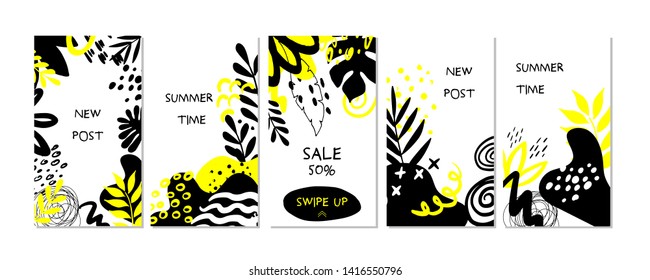 Abstract design fashion template banner for social media kit  and ad with geometric and  abstract objects. Vector background.