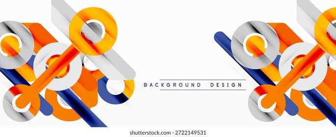 Abstract design features curved shapes, orange, white, blue colors. Modern background with text background design. Simple, clean aesthetic.
