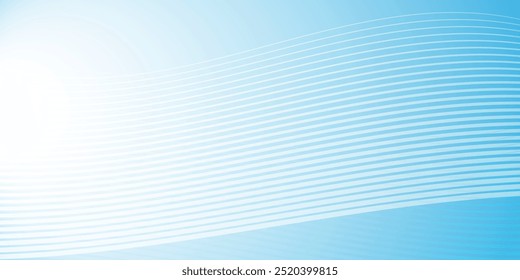 Abstract design features dynamic white curved lines on a blue background