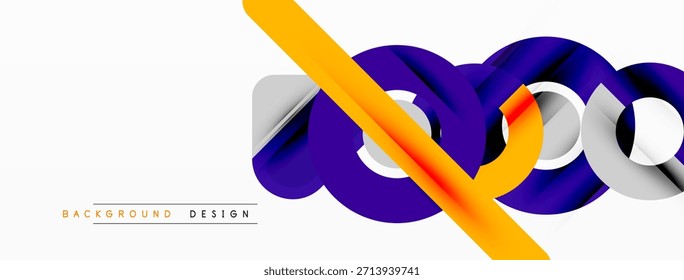 Abstract design features flowing purple shapes, silver accents, vibrant orange line. Minimalist style, modern aesthetic, clean composition.