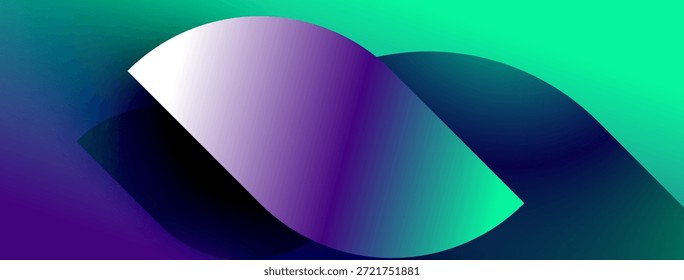El diseño Abstractas presenta Gradientes fluidos de color púrpura y turquesa. Las curvas suaves crean un impacto visual dinámico contra el fondo oscuro. Moderno, vibrante.