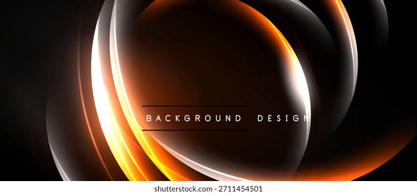 Abstraktes Design mit leuchtend orangefarbenen Linien, Kurven, dunklem Hintergrund. Moderne Ästhetik, geeignet für digitale Projekte.